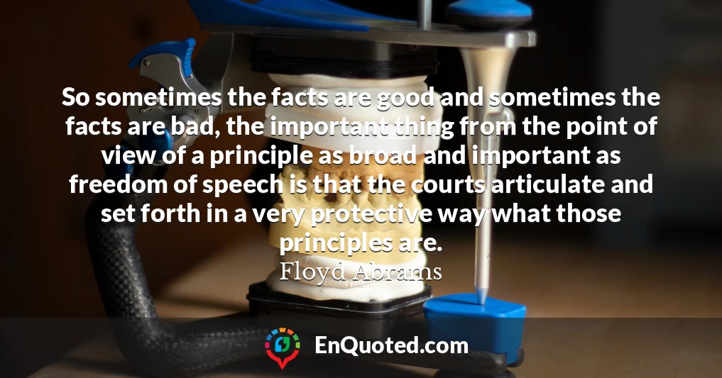 So sometimes the facts are good and sometimes the facts are bad, the important thing from the point of view of a principle as broad and important as freedom of speech is that the courts articulate and set forth in a very protective way what those principles are.