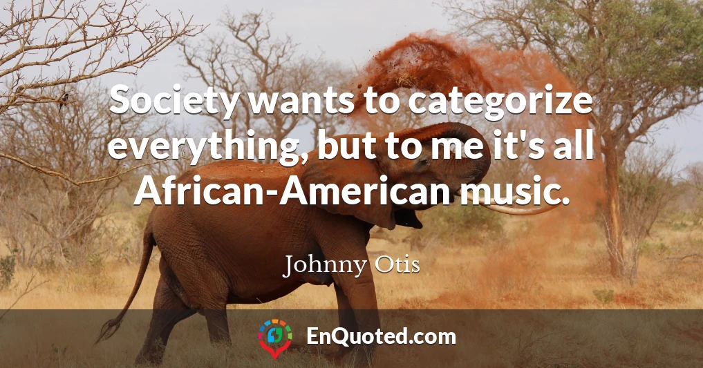 Society wants to categorize everything, but to me it's all African-American music.