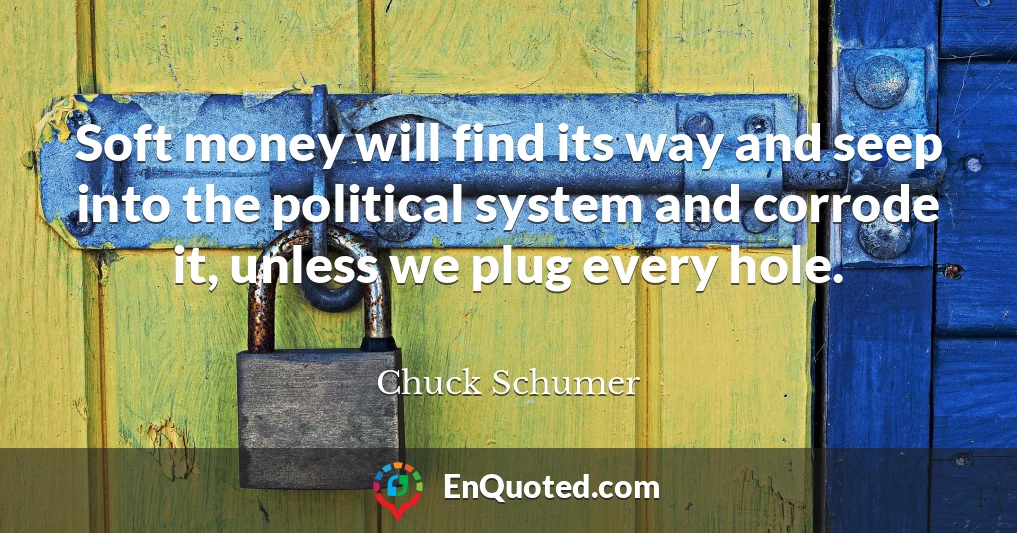 Soft money will find its way and seep into the political system and corrode it, unless we plug every hole.
