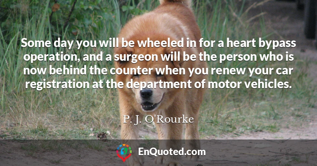Some day you will be wheeled in for a heart bypass operation, and a surgeon will be the person who is now behind the counter when you renew your car registration at the department of motor vehicles.
