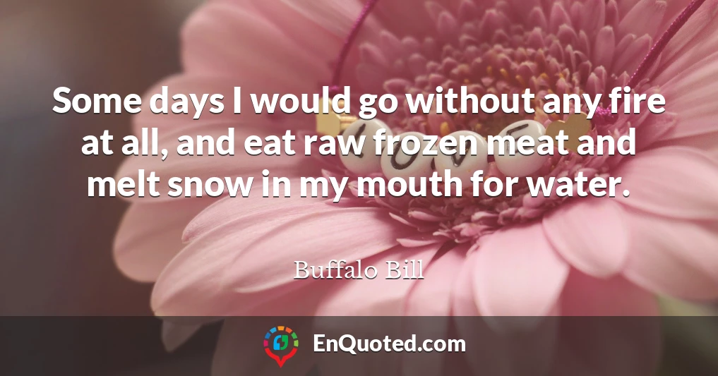 Some days I would go without any fire at all, and eat raw frozen meat and melt snow in my mouth for water.