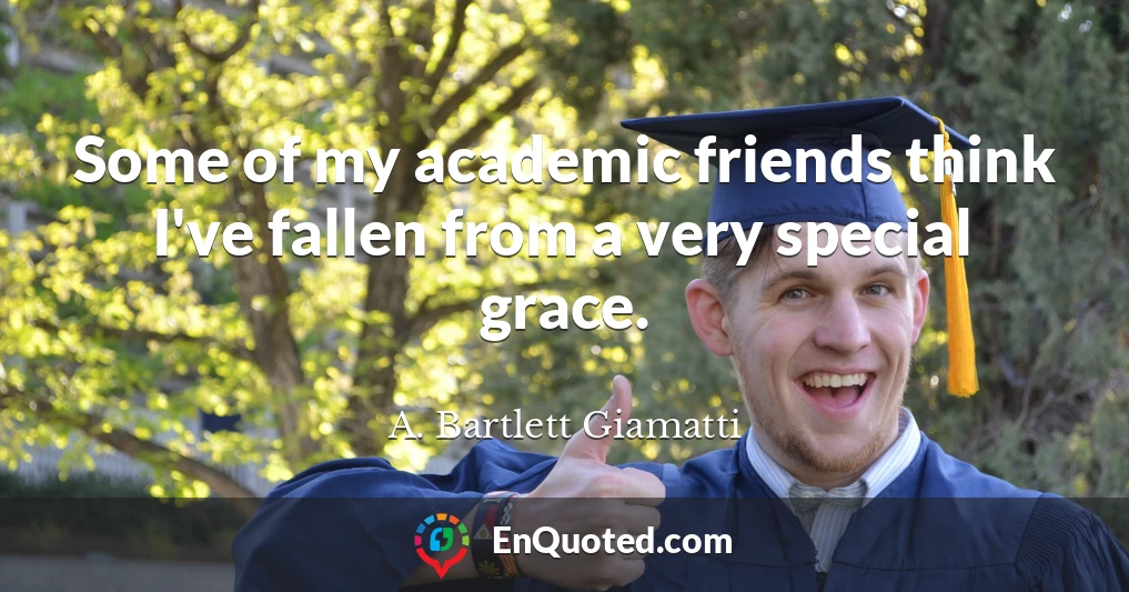 Some of my academic friends think I've fallen from a very special grace.