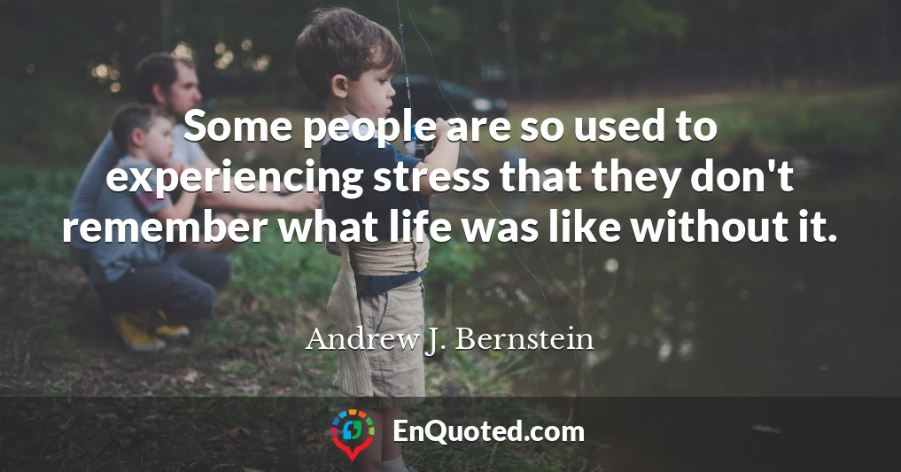 Some people are so used to experiencing stress that they don't remember what life was like without it.