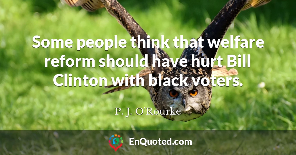 Some people think that welfare reform should have hurt Bill Clinton with black voters.