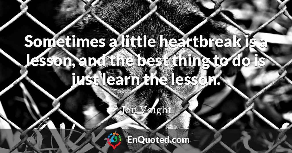 Sometimes a little heartbreak is a lesson, and the best thing to do is just learn the lesson.