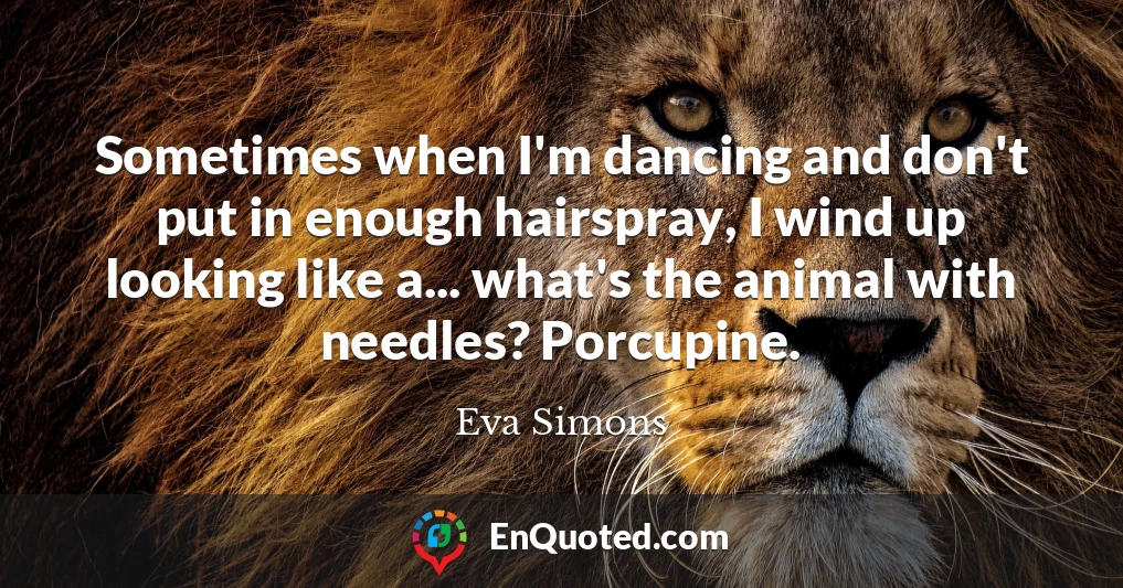 Sometimes when I'm dancing and don't put in enough hairspray, I wind up looking like a... what's the animal with needles? Porcupine.