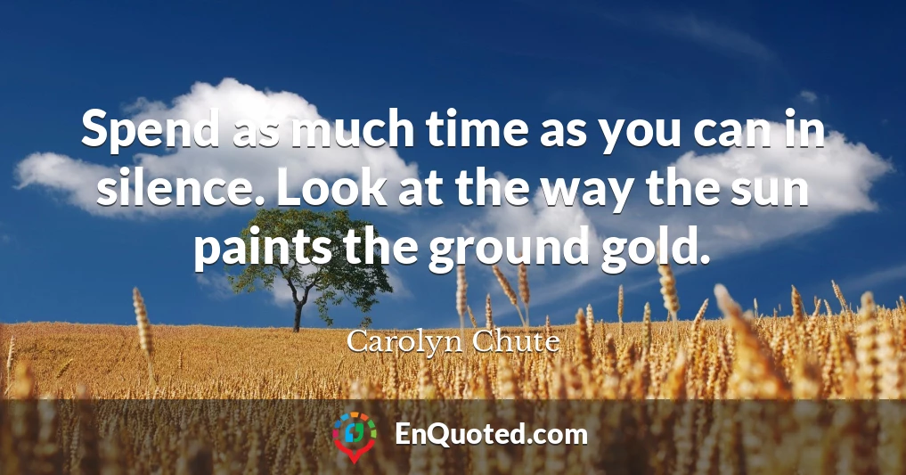 Spend as much time as you can in silence. Look at the way the sun paints the ground gold.