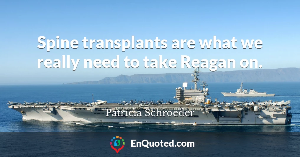 Spine transplants are what we really need to take Reagan on.