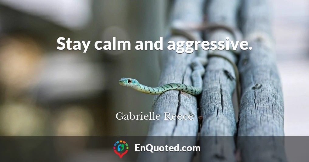 Stay calm and aggressive.