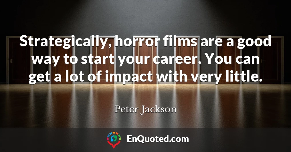 Strategically, horror films are a good way to start your career. You can get a lot of impact with very little.