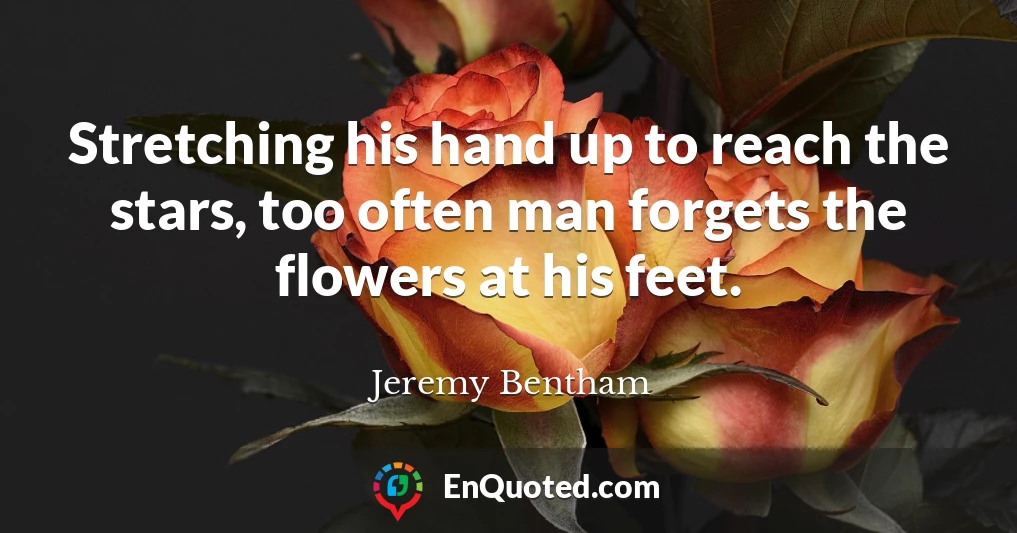 Stretching his hand up to reach the stars, too often man forgets the flowers at his feet.