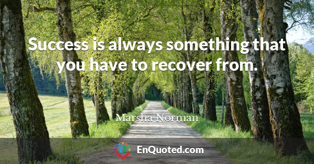 Success is always something that you have to recover from.