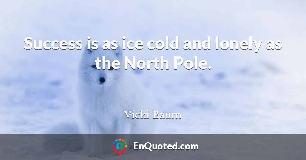 Success is as ice cold and lonely as the North Pole.