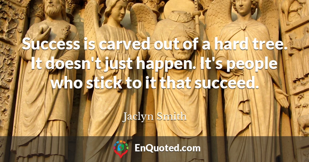 Success is carved out of a hard tree. It doesn't just happen. It's people who stick to it that succeed.