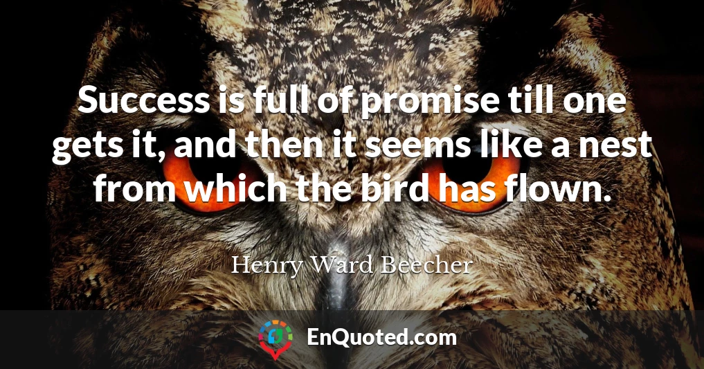 Success is full of promise till one gets it, and then it seems like a nest from which the bird has flown.