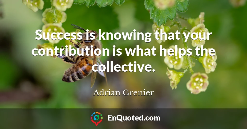 Success is knowing that your contribution is what helps the collective.