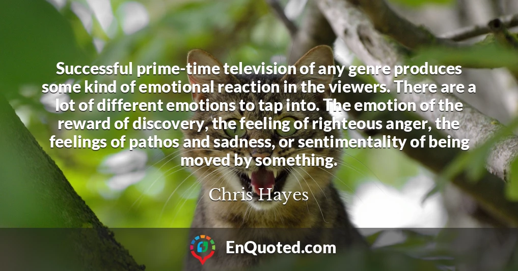 Successful prime-time television of any genre produces some kind of emotional reaction in the viewers. There are a lot of different emotions to tap into. The emotion of the reward of discovery, the feeling of righteous anger, the feelings of pathos and sadness, or sentimentality of being moved by something.