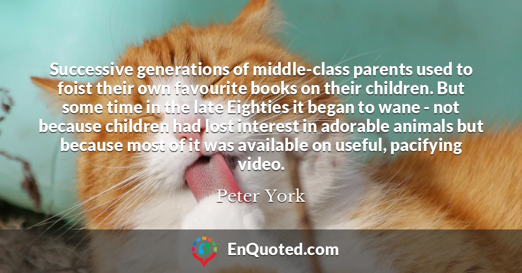 Successive generations of middle-class parents used to foist their own favourite books on their children. But some time in the late Eighties it began to wane - not because children had lost interest in adorable animals but because most of it was available on useful, pacifying video.