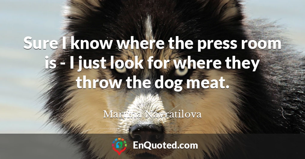 Sure I know where the press room is - I just look for where they throw the dog meat.