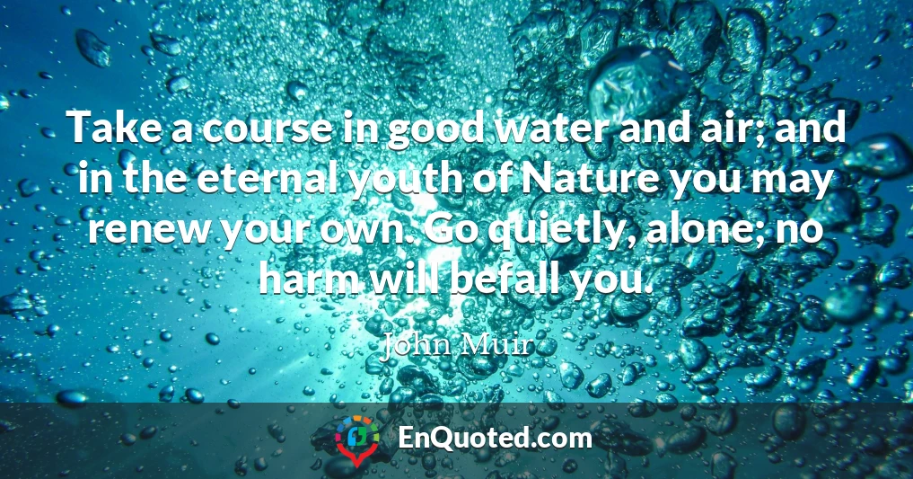 Take a course in good water and air; and in the eternal youth of Nature you may renew your own. Go quietly, alone; no harm will befall you.