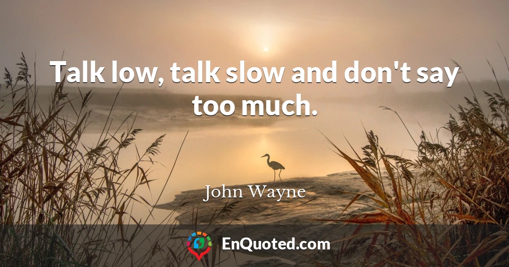 Talk low, talk slow and don't say too much.