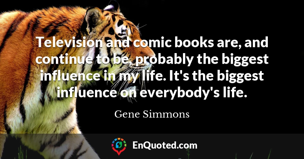 Television and comic books are, and continue to be, probably the biggest influence in my life. It's the biggest influence on everybody's life.