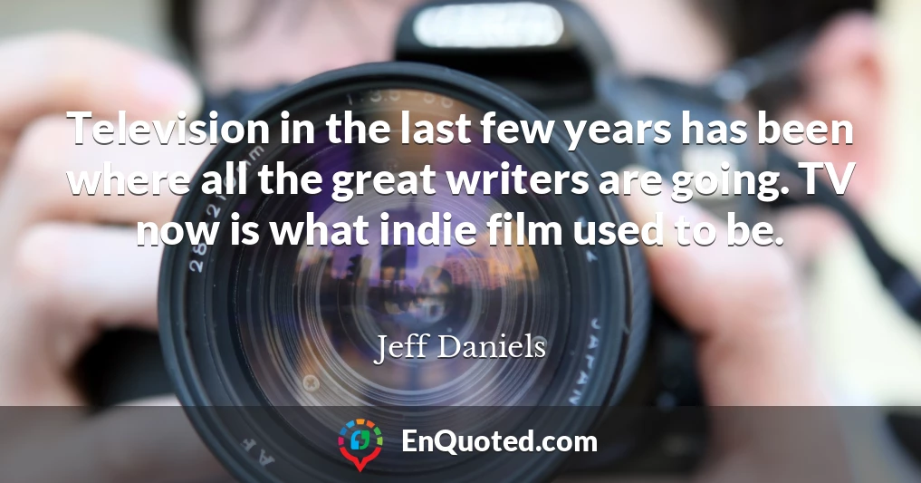 Television in the last few years has been where all the great writers are going. TV now is what indie film used to be.