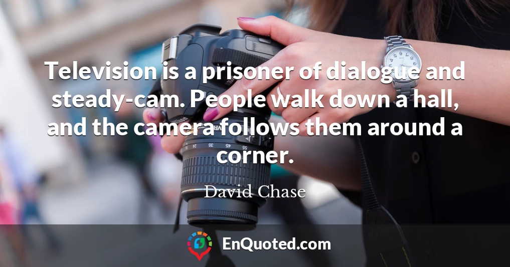 Television is a prisoner of dialogue and steady-cam. People walk down a hall, and the camera follows them around a corner.