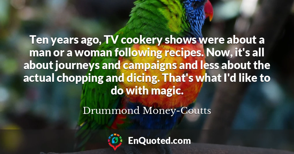 Ten years ago, TV cookery shows were about a man or a woman following recipes. Now, it's all about journeys and campaigns and less about the actual chopping and dicing. That's what I'd like to do with magic.
