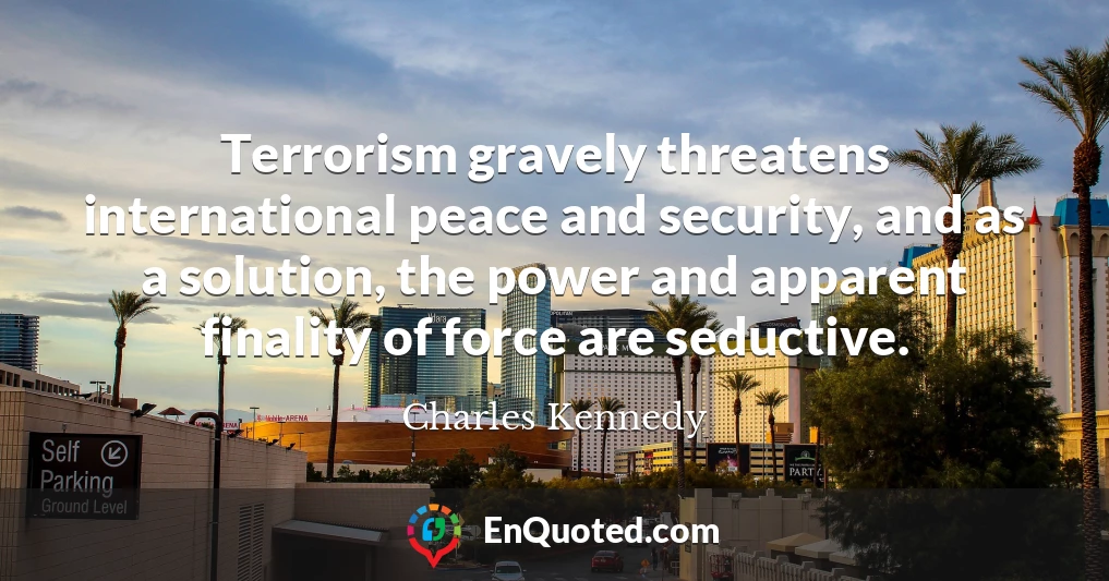 Terrorism gravely threatens international peace and security, and as a solution, the power and apparent finality of force are seductive.