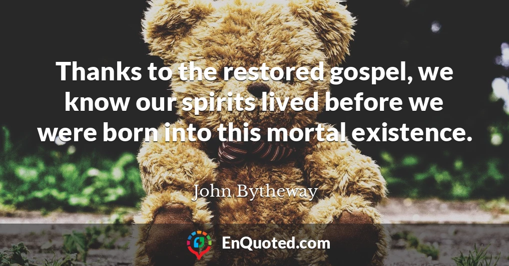 Thanks to the restored gospel, we know our spirits lived before we were born into this mortal existence.