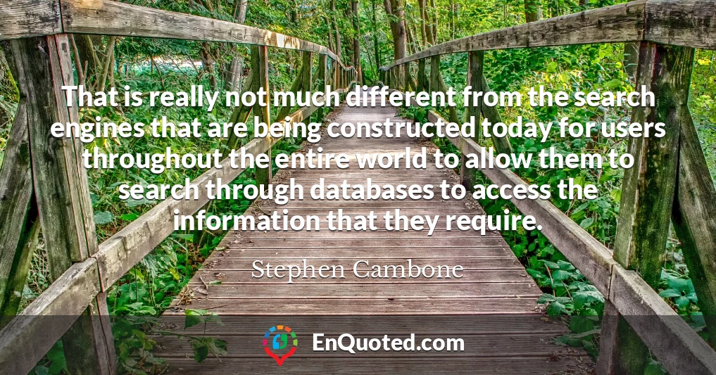 That is really not much different from the search engines that are being constructed today for users throughout the entire world to allow them to search through databases to access the information that they require.