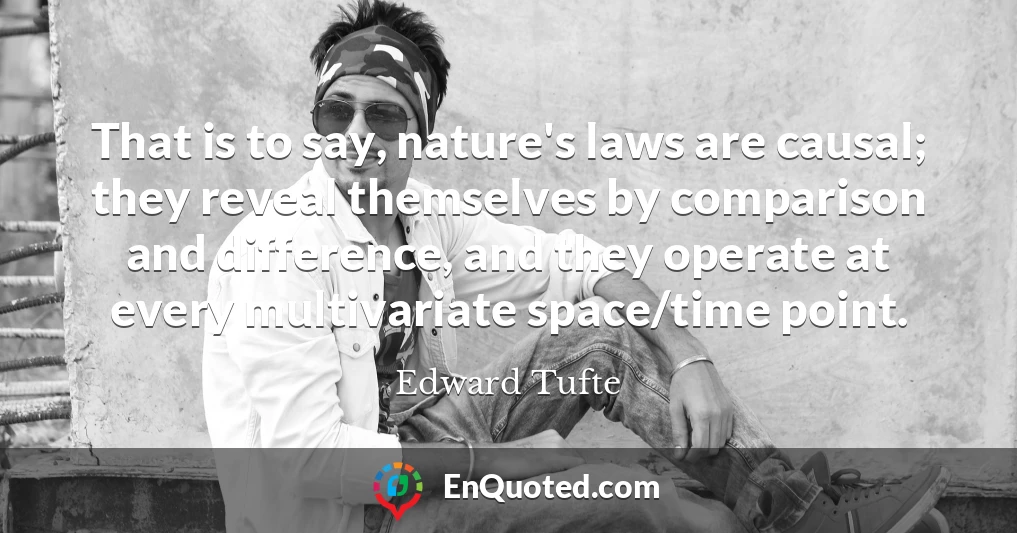 That is to say, nature's laws are causal; they reveal themselves by comparison and difference, and they operate at every multivariate space/time point.