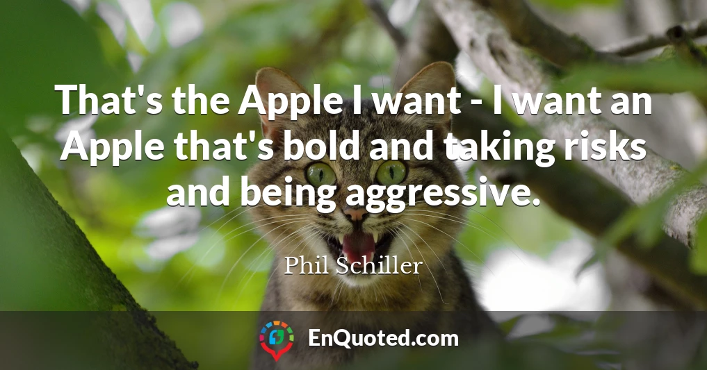That's the Apple I want - I want an Apple that's bold and taking risks and being aggressive.