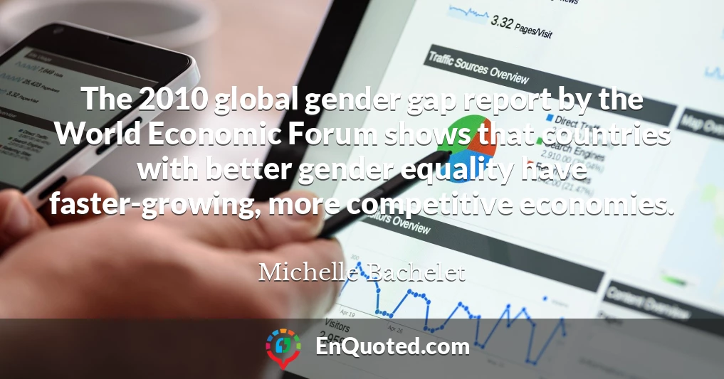 The 2010 global gender gap report by the World Economic Forum shows that countries with better gender equality have faster-growing, more competitive economies.