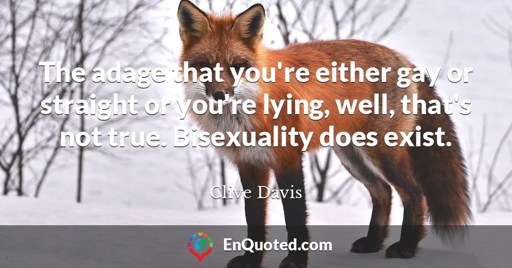 The adage that you're either gay or straight or you're lying, well, that's not true. Bisexuality does exist.