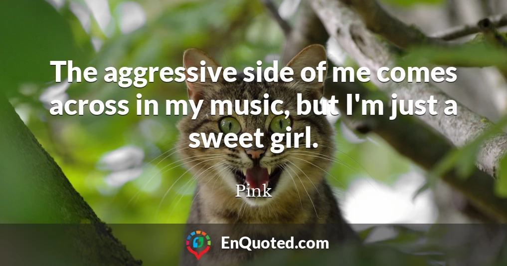 The aggressive side of me comes across in my music, but I'm just a sweet girl.