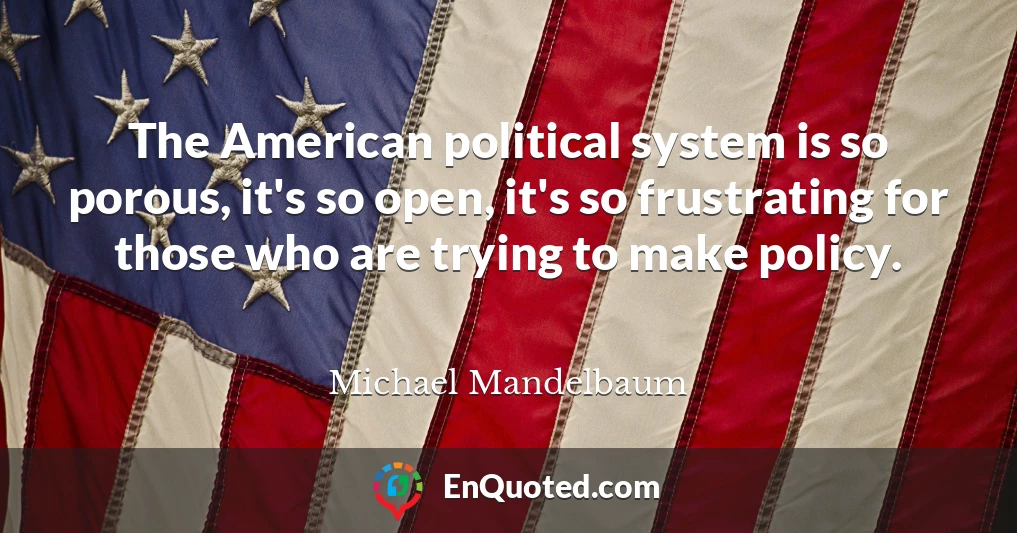 The American political system is so porous, it's so open, it's so frustrating for those who are trying to make policy.