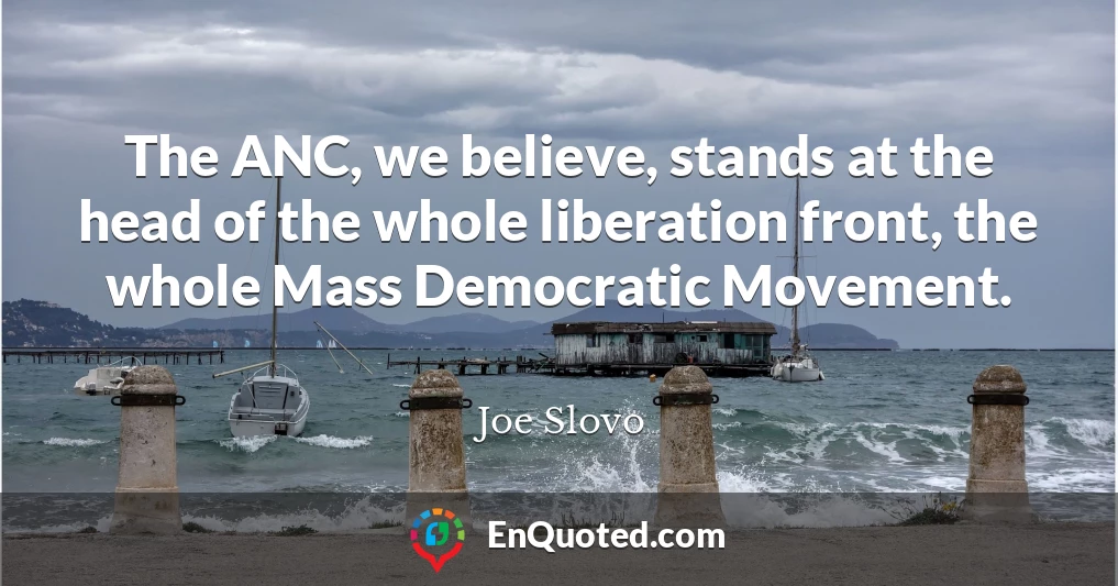 The ANC, we believe, stands at the head of the whole liberation front, the whole Mass Democratic Movement.