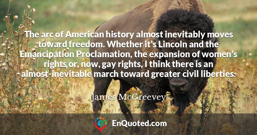 The arc of American history almost inevitably moves toward freedom. Whether it's Lincoln and the Emancipation Proclamation, the expansion of women's rights or, now, gay rights, I think there is an almost-inevitable march toward greater civil liberties.