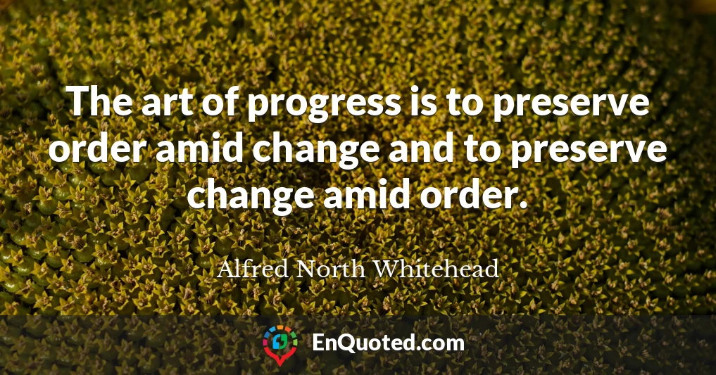 The art of progress is to preserve order amid change and to preserve change amid order.