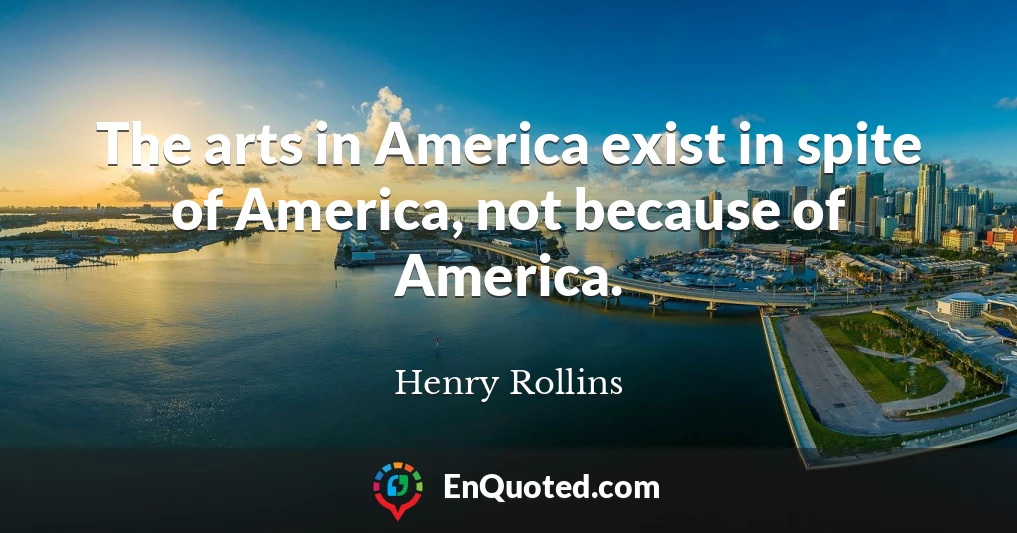 The arts in America exist in spite of America, not because of America.