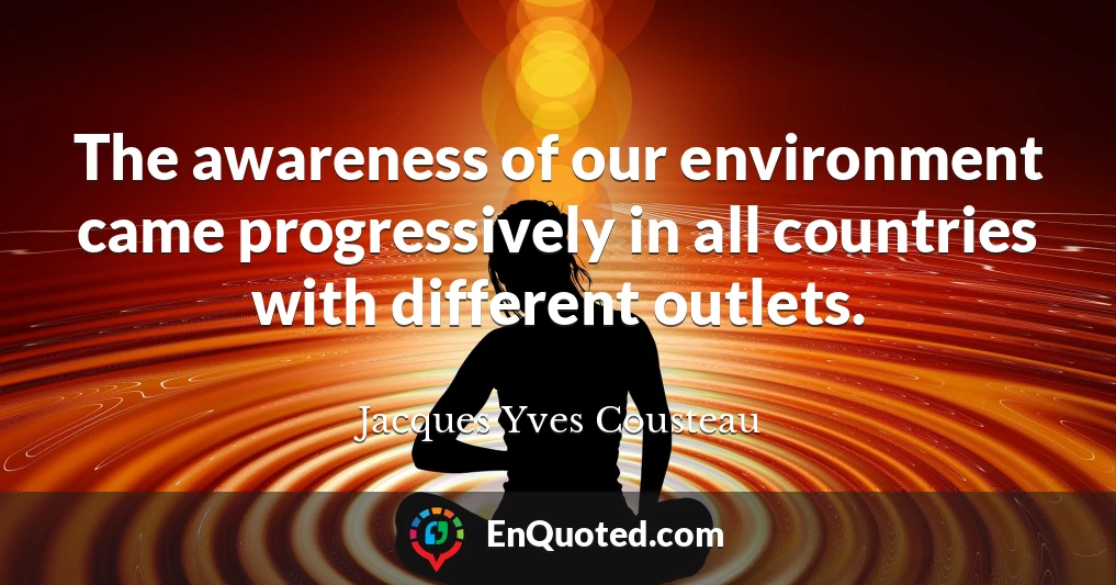 The awareness of our environment came progressively in all countries with different outlets.
