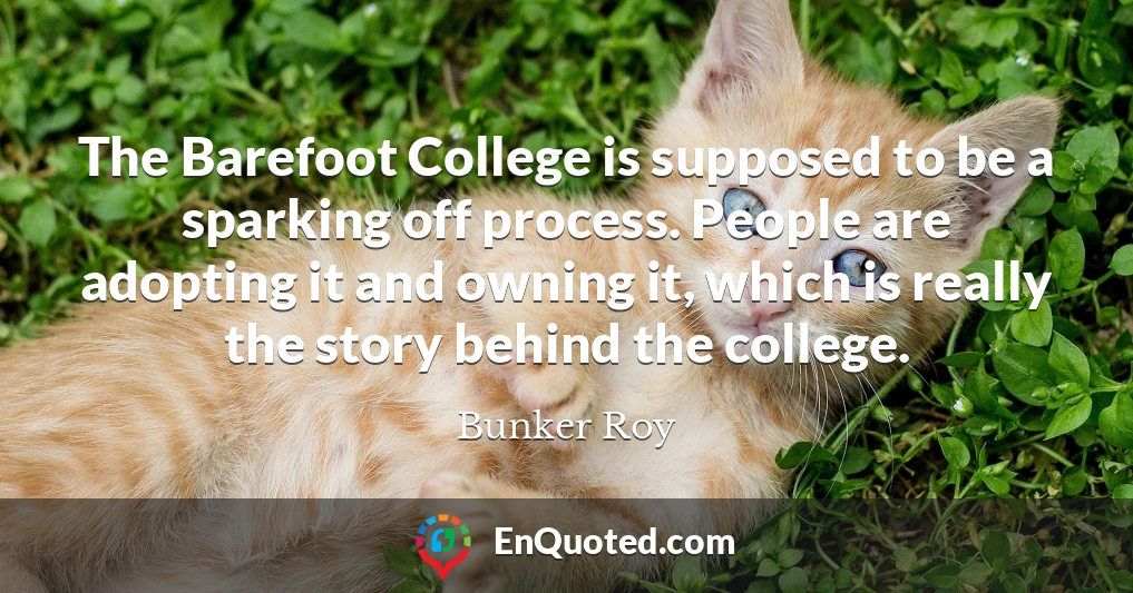 The Barefoot College is supposed to be a sparking off process. People are adopting it and owning it, which is really the story behind the college.