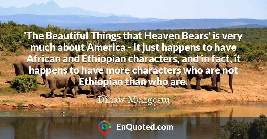 'The Beautiful Things that Heaven Bears' is very much about America - it just happens to have African and Ethiopian characters, and in fact, it happens to have more characters who are not Ethiopian than who are.
