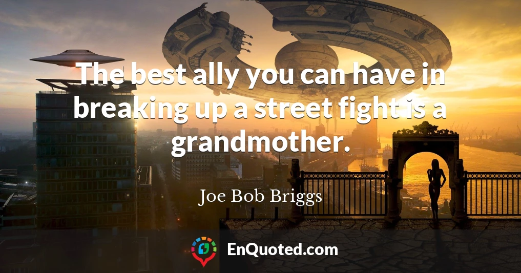 The best ally you can have in breaking up a street fight is a grandmother.
