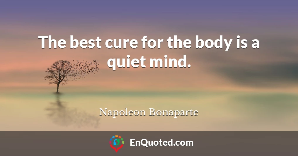 The best cure for the body is a quiet mind.