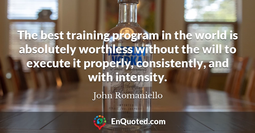 The best training program in the world is absolutely worthless without the will to execute it properly, consistently, and with intensity.