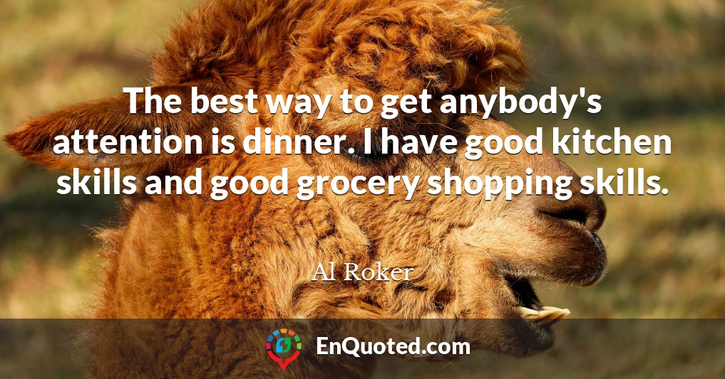 The best way to get anybody's attention is dinner. I have good kitchen skills and good grocery shopping skills.