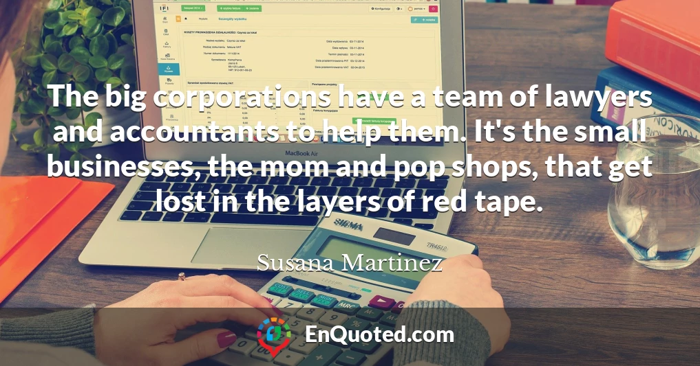 The big corporations have a team of lawyers and accountants to help them. It's the small businesses, the mom and pop shops, that get lost in the layers of red tape.